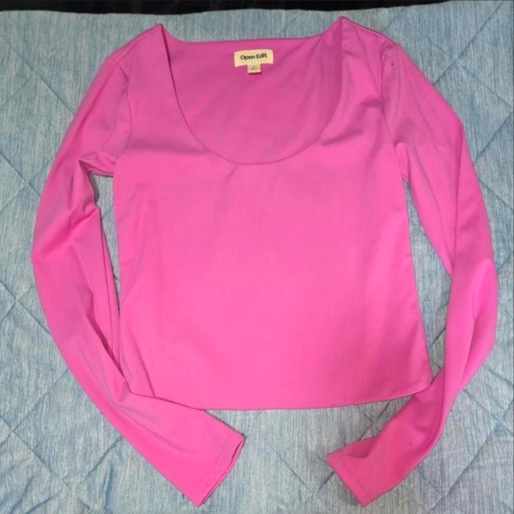 Open Edit Fuchsia Long Sleeve Women's Top